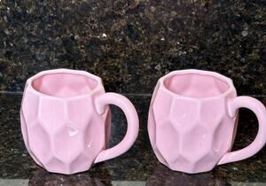 Set of 2 Harry and David Honeycomb Ceramic Coffee Pink Tea Mug